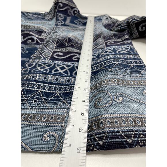 Christopher & Banks Tapestry Blazer Jacket Full Zip Denim Blue Patchwork Size XL - Picture 9 of 11